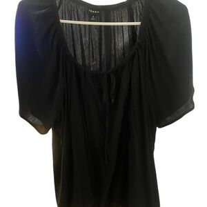 Torrid Black Flowy Blouse Size 0 Lightweight Tie Neck Top | Barely Worn